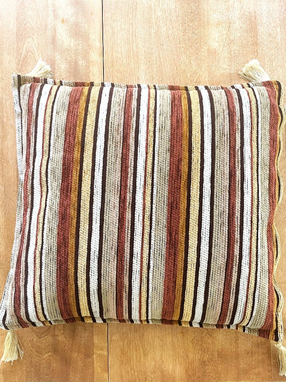 Handwoven Kilim Accent Pillow with Tassels, Hidden Zipper